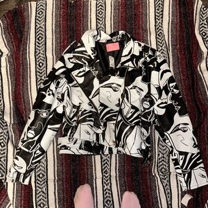 Abstract Black and White Women's Jacket